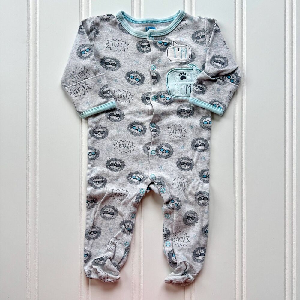 4/$10 - Bon Bebe “Im Roar Some” Lion Button Up Baby Footie | 6-9 Months